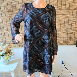 NWT BCBGeneration Semi Sheer Flare Sleeve Shift Dress
